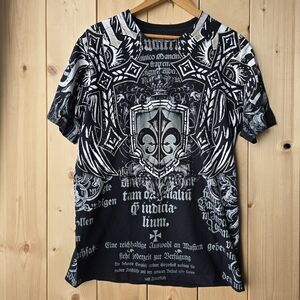 MMA Elite Gothic Style Graphic Mens Shirt Black White Mens Large